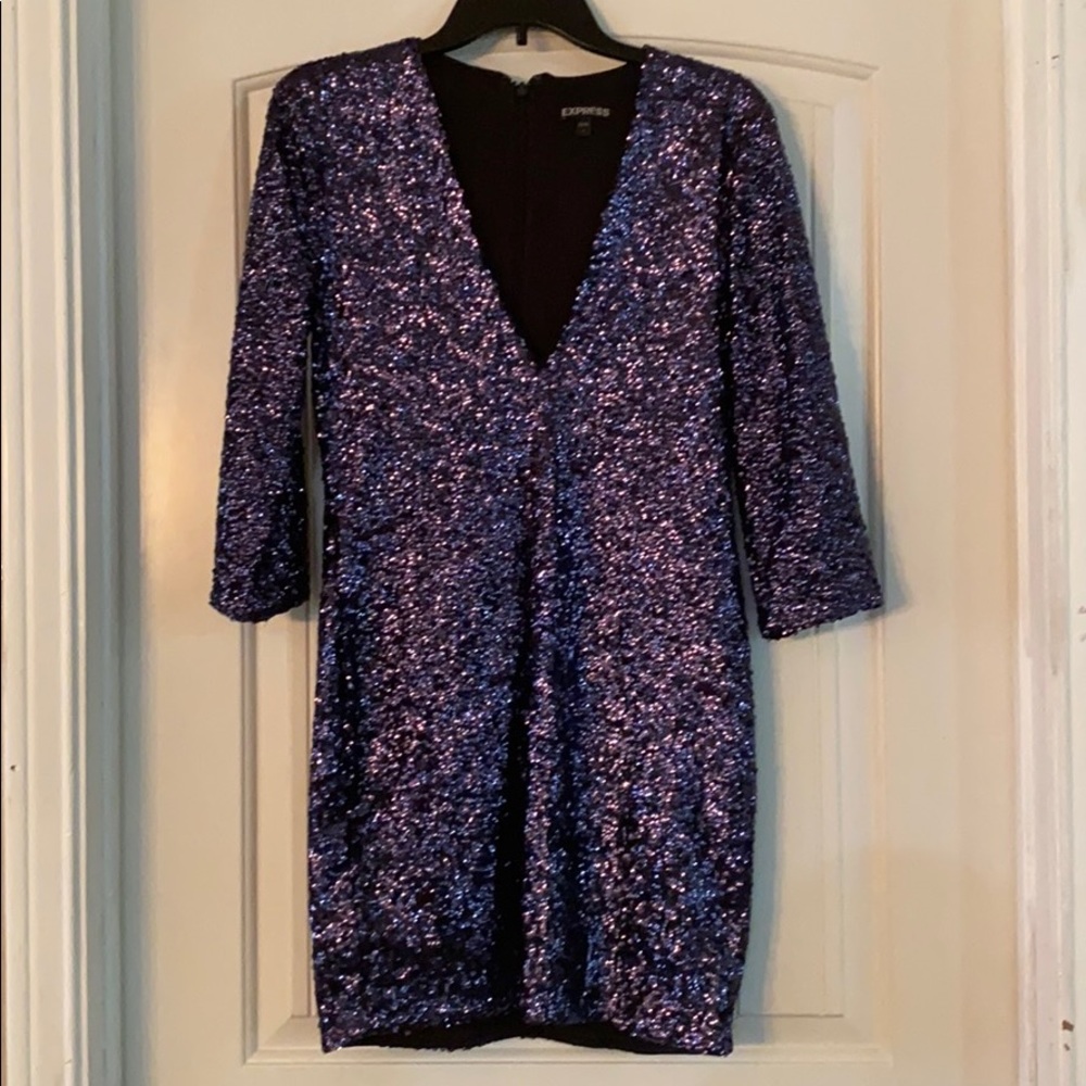EXPRESS Blue sequin mini dress